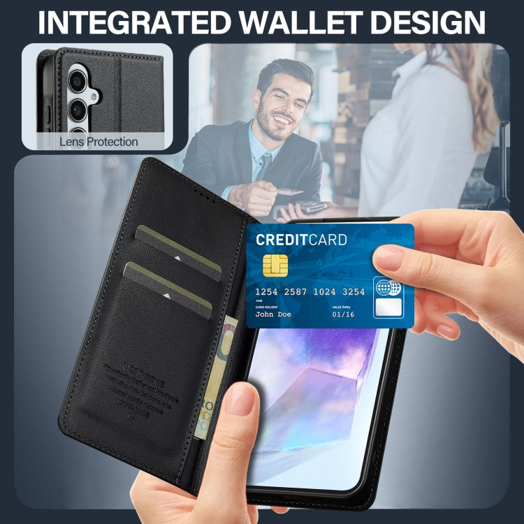 For Samsung Galaxy S24 FE 5G LC.IMEEKE L1 Series Frosted Fine Texture PU Phone Case(Black) - free shipping - PMC Jewellery - Order now!