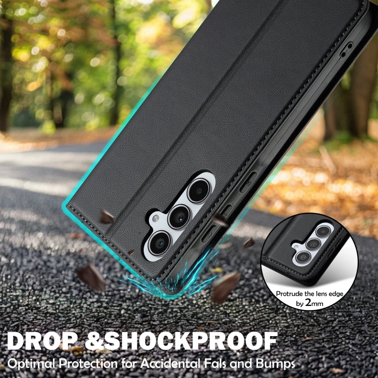 For Samsung Galaxy S24 FE 5G LC.IMEEKE L1 Series Frosted Fine Texture PU Phone Case(Black) - free shipping - PMC Jewellery - Order now!