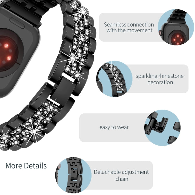 For Apple Watch SE 2023 44mm Bling Diamond Chain Metal Watch Band(Black) - free shipping - PMc TechLife - Order now!