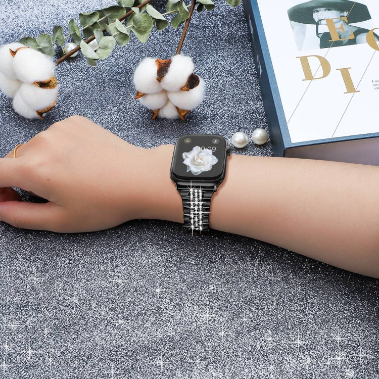 For Apple Watch SE 2023 44mm Bling Diamond Chain Metal Watch Band(Black) - free shipping - PMc TechLife - Order now!