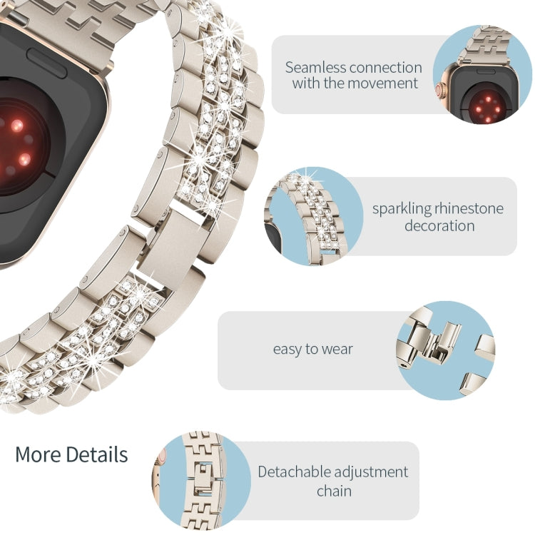 For Apple Watch SE 2023 44mm Bling Diamond Chain Metal Watch Band(Starlight) - free shipping - PMc TechLife - Order now!