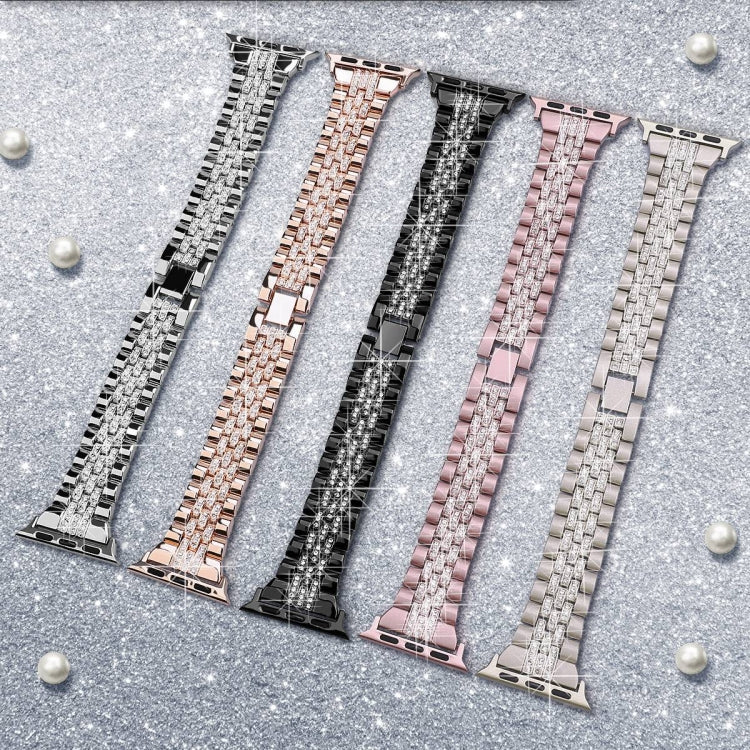 For Apple Watch SE 2023 44mm Bling Diamond Chain Metal Watch Band(Black) - free shipping - PMc TechLife - Order now!