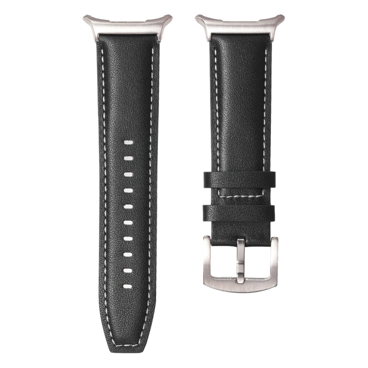 For Samsung Galaxy Watch Ultra 47mm Plain Genuine Leather Watch Band(Black) - Watch Bands by PMC TechLife | Online Shopping South Africa | PMC TechLife | Buy Now Pay Later Mobicred