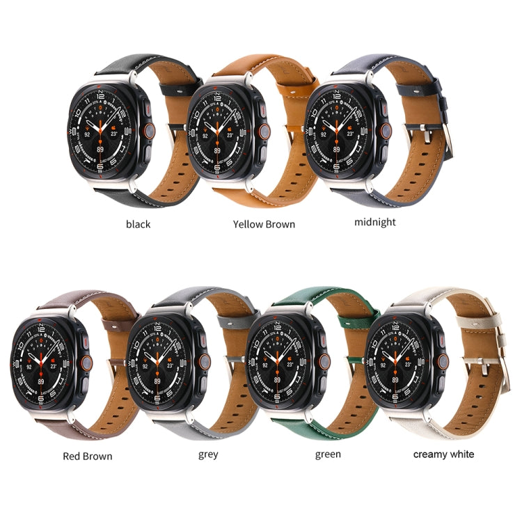 For Samsung Galaxy Watch Ultra 47mm Plain Genuine Leather Watch Band(Grey) - Watch Bands by PMC TechLife | Online Shopping South Africa | PMC TechLife | Buy Now Pay Later Mobicred