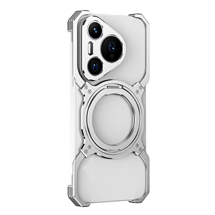 For Huawei Pura 70 Mechanical Arm Borderless MagSafe Holder Metal Phone Case(Silver) - Huawei Cases by PMC Jewellery | Online Shopping South Africa | PMC Jewellery | Buy Now Pay Later Mobicred