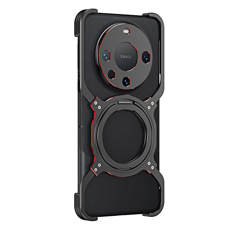 For Huawei Mate 60 Pro Mechanical Arm Borderless MagSafe Holder Metal Phone Case(Black Red) - Huawei Cases by PMC TechLife | Online Shopping South Africa | PMC TechLife | Buy Now Pay Later Mobicred