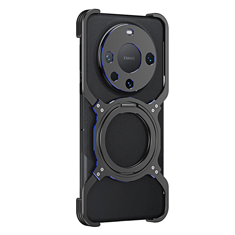 For Huawei Mate 60 Pro+ Mechanical Arm Borderless MagSafe Holder Metal Phone Case(Black Blue) - Huawei Cases by PMC TechLife | Online Shopping South Africa | PMC TechLife | Buy Now Pay Later Mobicred
