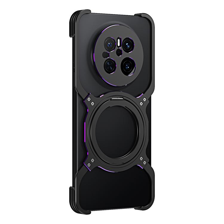 For Huawei Mate 70 Mechanical Arm Borderless MagSafe Holder Metal Phone Case(Black Purple) - Huawei Cases by PMC TechLife | Online Shopping South Africa | PMC TechLife | Buy Now Pay Later Mobicred