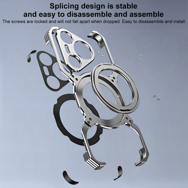 For Huawei Pura 70 Mechanical Arm Borderless MagSafe Holder Metal Phone Case(Black Silver) - Huawei Cases by PMC Jewellery | Online Shopping South Africa | PMC Jewellery | Buy Now Pay Later Mobicred