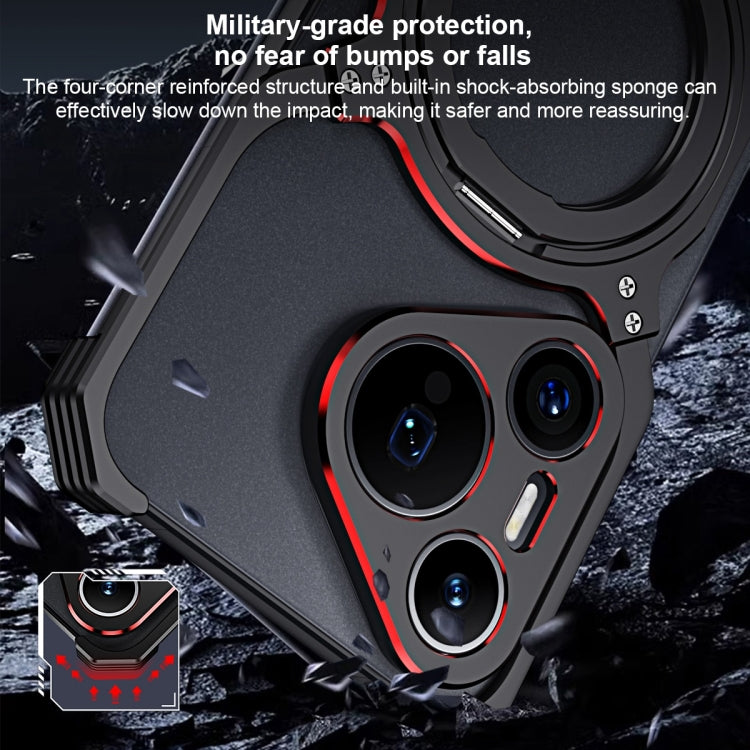 For Huawei Pura 70 Mechanical Arm Borderless MagSafe Holder Metal Phone Case(Black Red) - Huawei Cases by PMC Jewellery | Online Shopping South Africa | PMC Jewellery | Buy Now Pay Later Mobicred