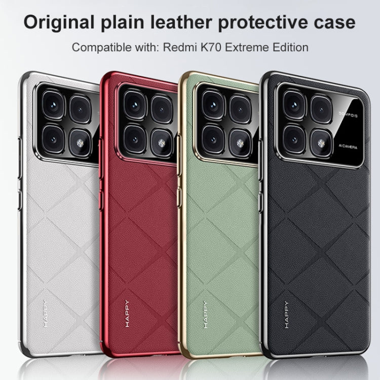 For Redmi K70 / K70 Pro Plain Leather PC Phone Case(Brown) - Xiaomi Cases by PMC Jewellery | Online Shopping South Africa | PMC Jewellery | Buy Now Pay Later Mobicred