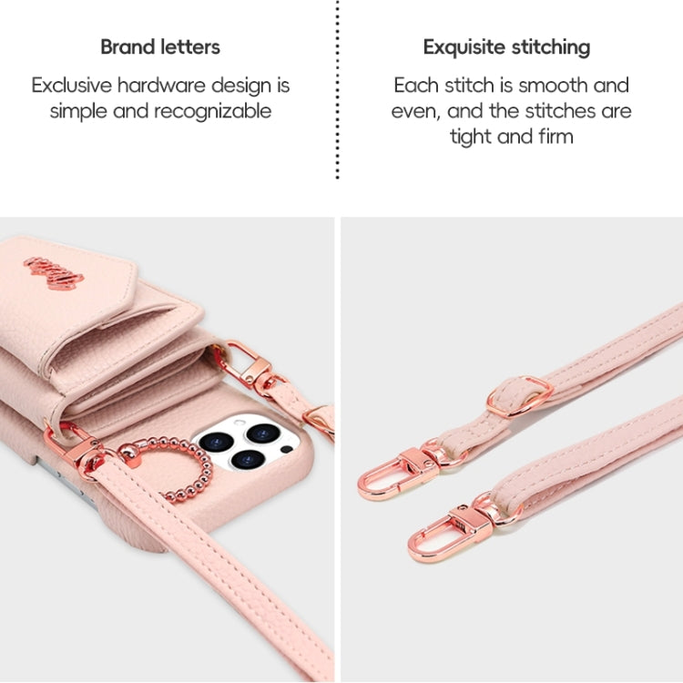 For iPhone 15 Pro Max VIETAO Ring Holder Wallet PU Phone Case with Lanyard(Pink) - free shipping - PMC Jewellery - Order now!