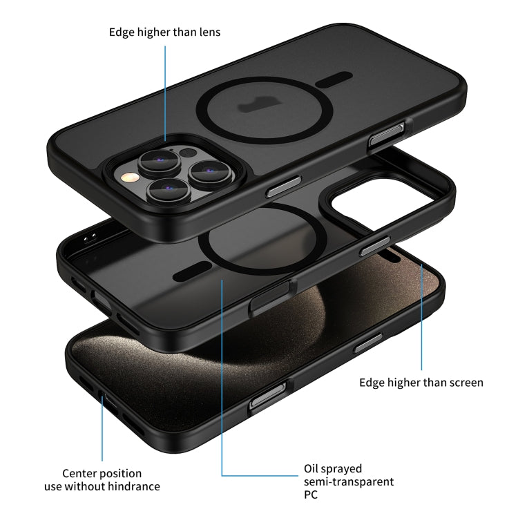 For iPhone 16 Pro Skin Feel Frosted MagSafe Magnetic Phone Case(Transparent Black) - iPhone 16 Pro Cases by PMC TechLife | Online Shopping South Africa | PMC TechLife | Buy Now Pay Later Mobicred