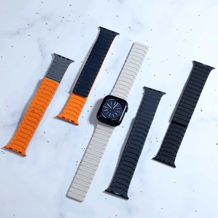 For Apple Watch SE 2023 44mm Magnetic Silicone Watch Band(Black) - Watch Bands by PMc TechLife | Online Shopping South Africa | PMc TechLife | Buy Now Pay Later Mobicred