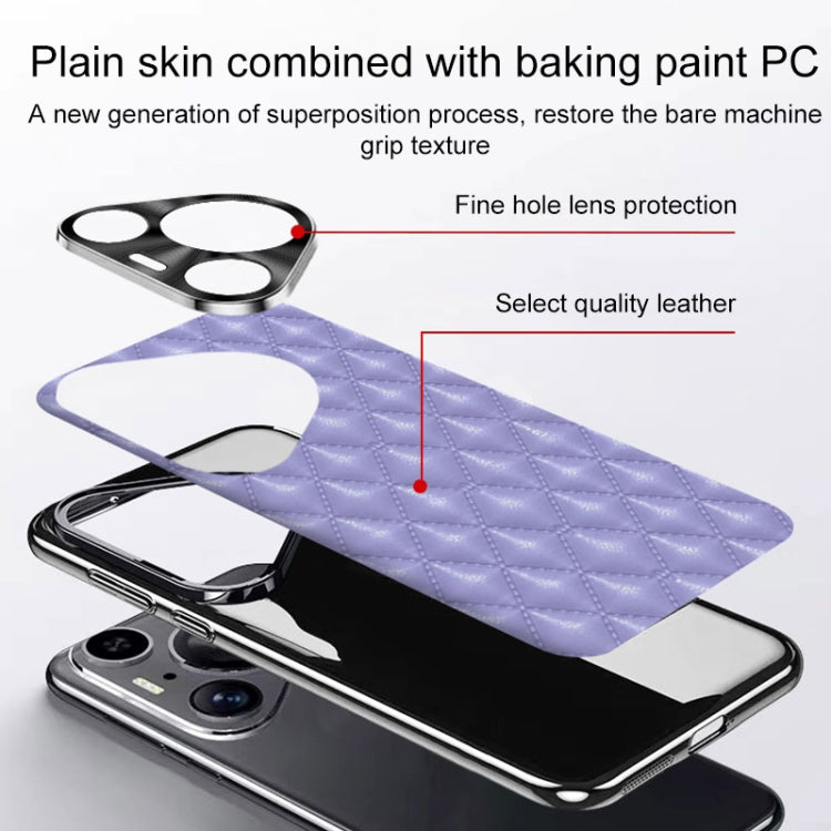 For Huawei Pura 70 Ultra Silver Edge Rhombic Texture PU Leather Phone Case(White) - free shipping - PMC Jewellery - Order now!