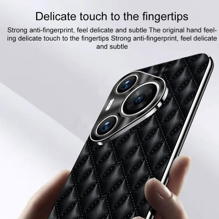 For Huawei Pura 70 Ultra Silver Edge Rhombic Texture PU Leather Phone Case(White) - free shipping - PMC Jewellery - Order now!