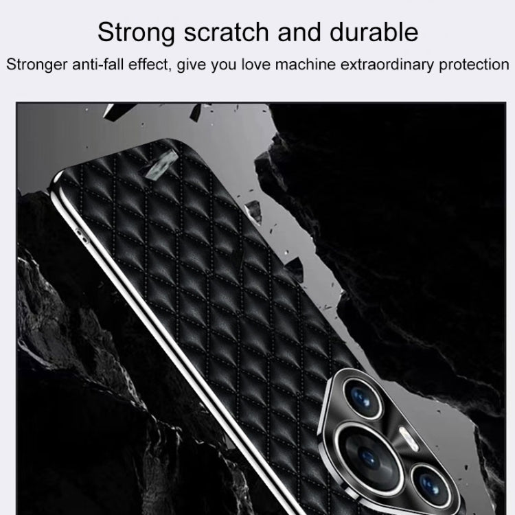 For Huawei Pura 70 Silver Edge Rhombic Texture PU Leather Phone Case(Pink) - Huawei Cases by PMC Jewellery | Online Shopping South Africa | PMC Jewellery | Buy Now Pay Later Mobicred