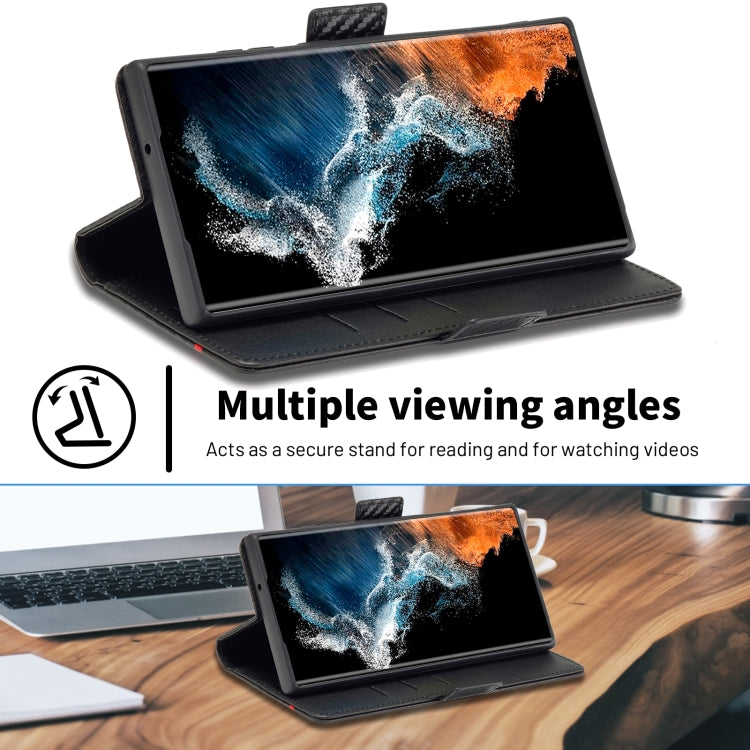 For Samsung Galaxy S25 Ultra 5G LC.IMEEKE Carbon Fiber Leather Phone Case(Horizontal Black) - Galaxy S25 Ultra 5G Cases by LC.IMEEKE | Online Shopping South Africa | PMC Jewellery | Buy Now Pay Later Mobicred