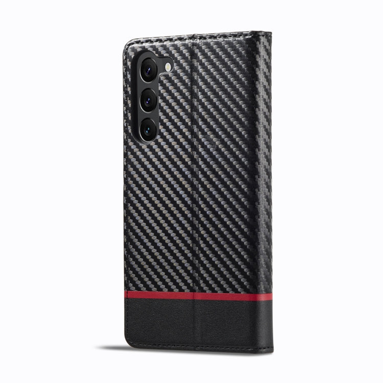 For Samsung Galaxy S25+ 5G LC.IMEEKE Carbon Fiber Leather Phone Case(Horizontal Black) - free shipping - PMC Jewellery - Order now!