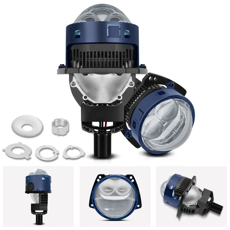 T05 Pair 3 inch Car Bifocal Direct Light Source LED Lens Headlight, Left-hand Drive(Blue) - free shipping - PMC Jewellery - Order now!
