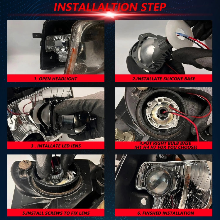 T05 Pair 3 inch Car Bifocal Direct Light Source LED Lens Headlight, Left-hand Drive(Blue) - free shipping - PMC Jewellery - Order now!