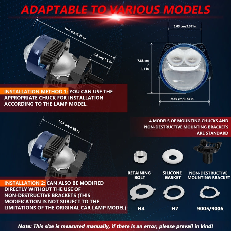 T05 Pair 3 inch Car Bifocal Direct Light Source LED Lens Headlight, Left-hand Drive(Blue) - free shipping - PMC Jewellery - Order now!