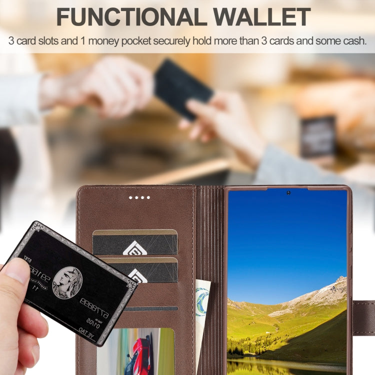 For Samsung Galaxy S25 Ultra 5G LC.IMEEKE Calf Texture Leather Phone Case(Coffee) - Galaxy S25 Ultra 5G Cases by LC.IMEEKE | Online Shopping South Africa | PMC Jewellery | Buy Now Pay Later Mobicred