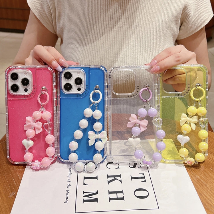 For iPhone 16 Plus TPU + PC + Glitter Sequins Full Coverage Phone Case with Bracelet(Transparent) - iPhone 16 Plus Cases by PMC TechLife | Online Shopping South Africa | PMC TechLife | Buy Now Pay Later Mobicred