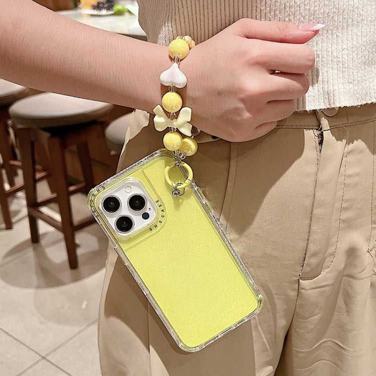 For iPhone 16 Pro Max TPU + PC + Glitter Sequins Full Coverage Phone Case with Bracelet(Yellow) - iPhone 16 Pro Max Cases by PMC TechLife | Online Shopping South Africa | PMC TechLife | Buy Now Pay Later Mobicred