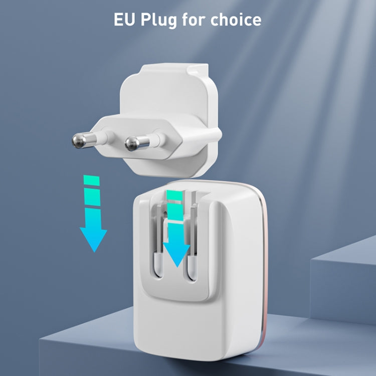LDNIO A1204Q QC3.0 18W USB Fast Charger with 1m USB to 8 Pin Cable, Plug Type:EU Plug(White Gold) - free shipping - PMC Jewellery - Order now!