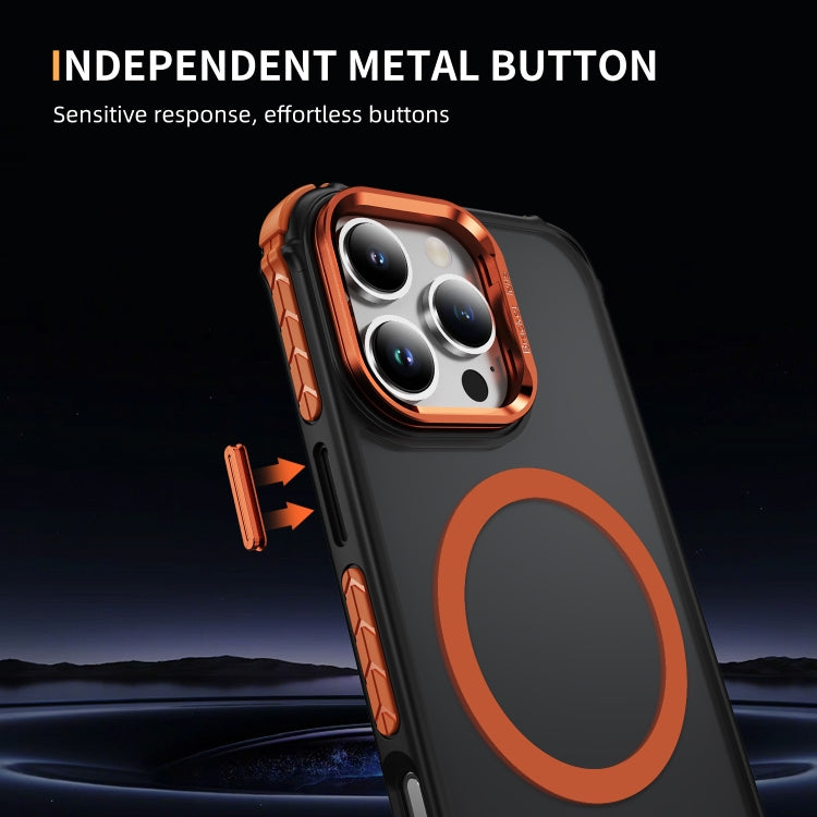 For iPhone 16 Pro Max Rainbow Series Skin Feel MagSafe Lens Holder Phone Case(Orange) - iPhone 16 Pro Max Cases by PMC TechLife | Online Shopping South Africa | PMC TechLife | Buy Now Pay Later Mobicred