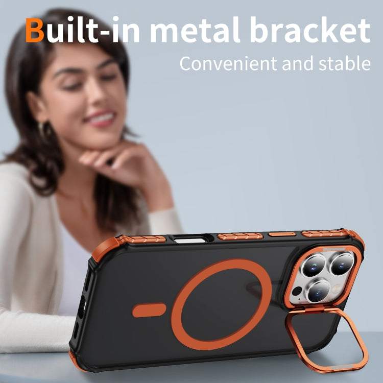 For iPhone 16 Pro Max Rainbow Series Skin Feel MagSafe Lens Holder Phone Case(Orange) - iPhone 16 Pro Max Cases by PMC TechLife | Online Shopping South Africa | PMC TechLife | Buy Now Pay Later Mobicred