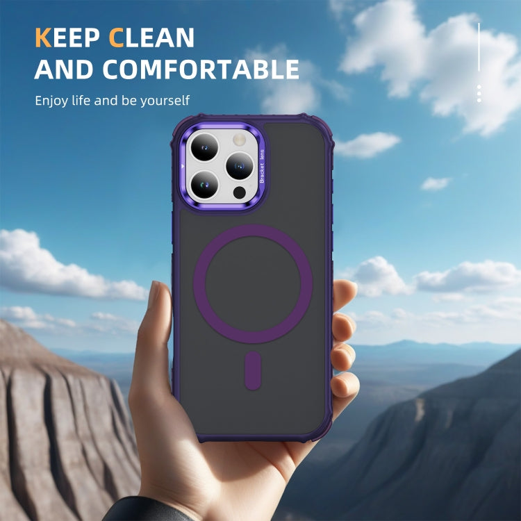 For iPhone 16 Pro Rainbow Series Skin Feel MagSafe Lens Holder Phone Case(Dark Purple) - iPhone 16 Pro Cases by PMC TechLife | Online Shopping South Africa | PMC TechLife | Buy Now Pay Later Mobicred