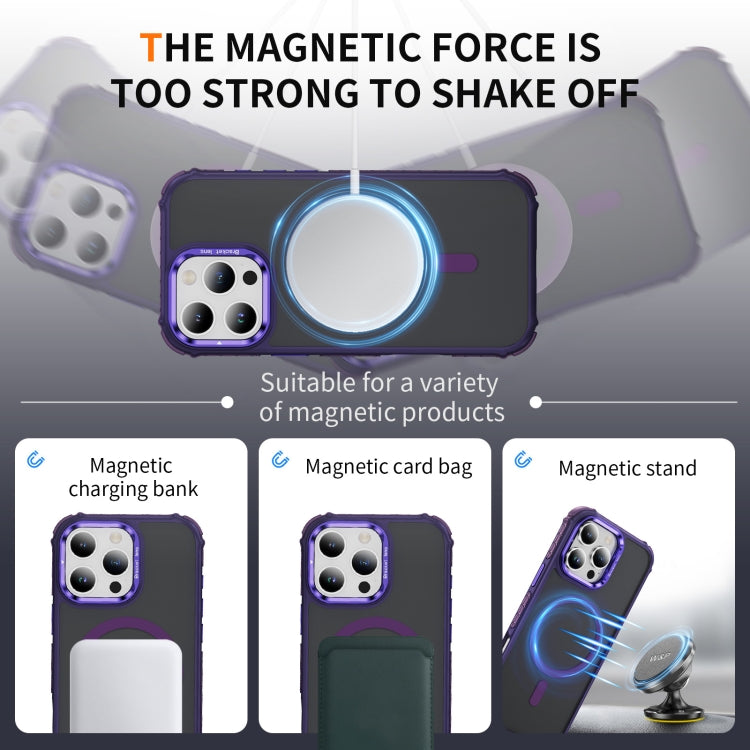 For iPhone 16 Pro Rainbow Series Skin Feel MagSafe Lens Holder Phone Case(Dark Purple) - iPhone 16 Pro Cases by PMC TechLife | Online Shopping South Africa | PMC TechLife | Buy Now Pay Later Mobicred