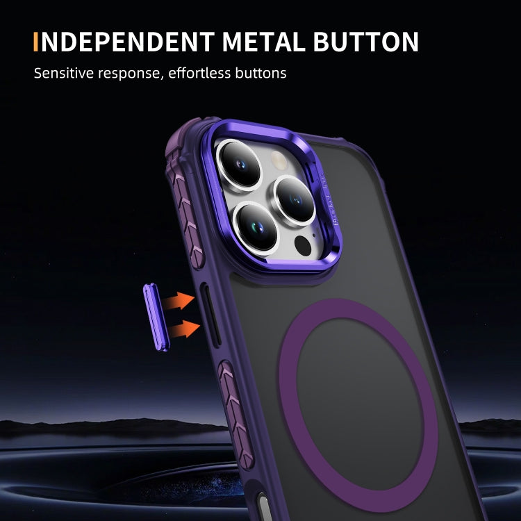 For iPhone 16 Pro Rainbow Series Skin Feel MagSafe Lens Holder Phone Case(Dark Purple) - iPhone 16 Pro Cases by PMC TechLife | Online Shopping South Africa | PMC TechLife | Buy Now Pay Later Mobicred