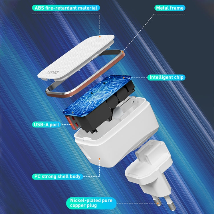 LDNIO A1204Q QC3.0 18W USB Fast Charger with 1m USB to Micro USB Cable, Plug Type:UK Plug(White Gold) - free shipping - PMC TechLife - Order now!