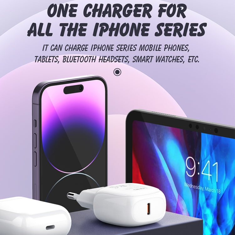 LDNIO A1206C PD27W USB-C / Type-C Fast Charger with 1m Type-C Cable, Plug Type:EU Plug(White) - free shipping - PMC TechLife - Order now!