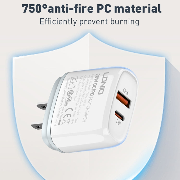 LDNIO Q229 QC3.0 / PD20W USB + Type-C Fast Charger with 1m USB to Type-C Cable, Plug Type:UK Plug(White) - USB Charger by LDNIO | Online Shopping South Africa | PMC TechLife | Buy Now Pay Later Mobicred