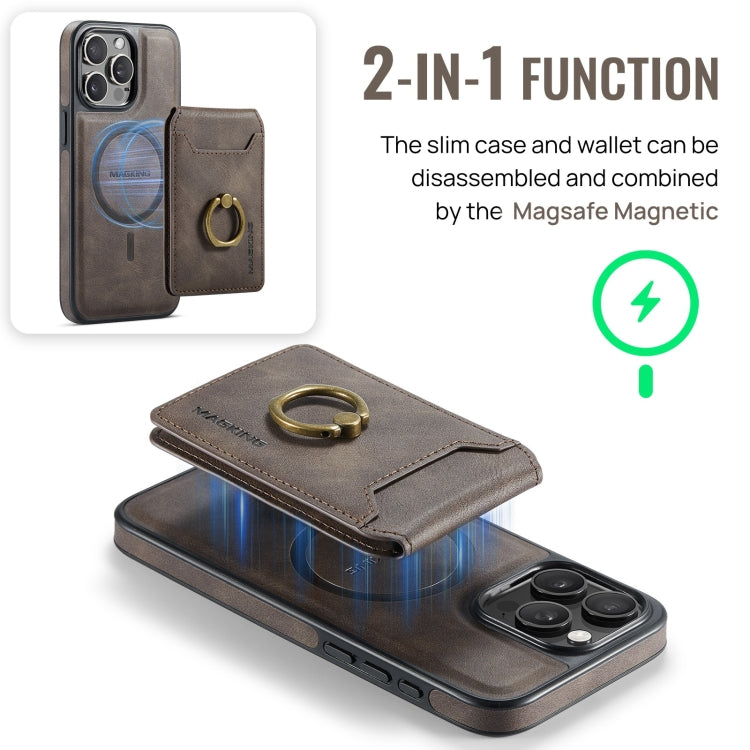 For iPhone 15 Pro Max DG.MING K1 MagSafe Detachable Wallet RFID Back Cover Phone Case(Coffee) - free shipping - PMC Jewellery - Order now!