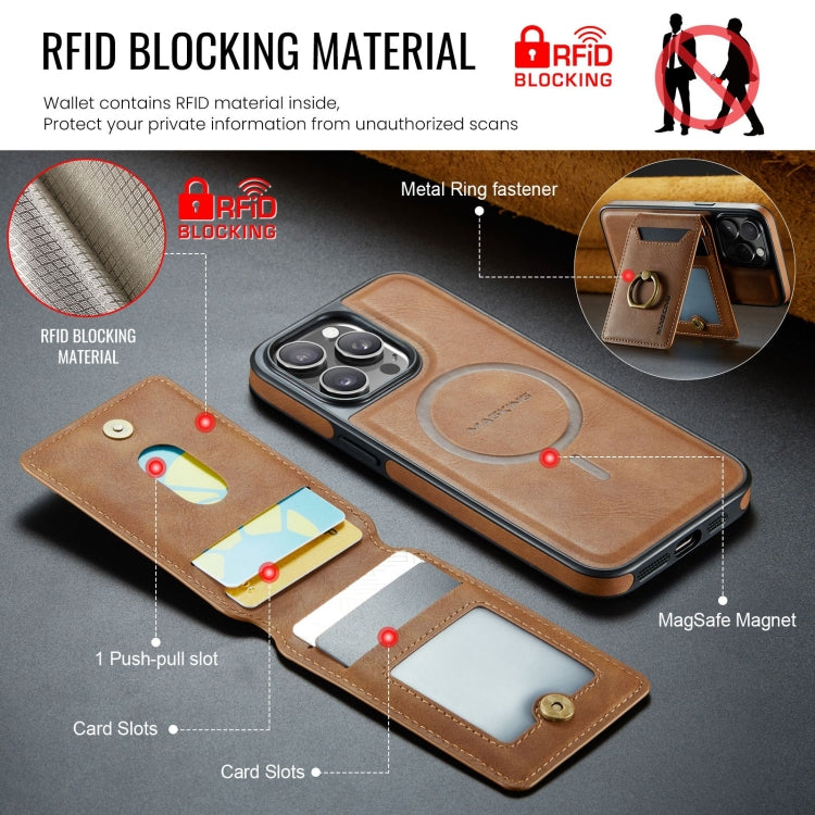 For iPhone 15 Pro Max DG.MING K1 MagSafe Detachable Wallet RFID Back Cover Phone Case(Brown) - free shipping - PMC Jewellery - Order now!