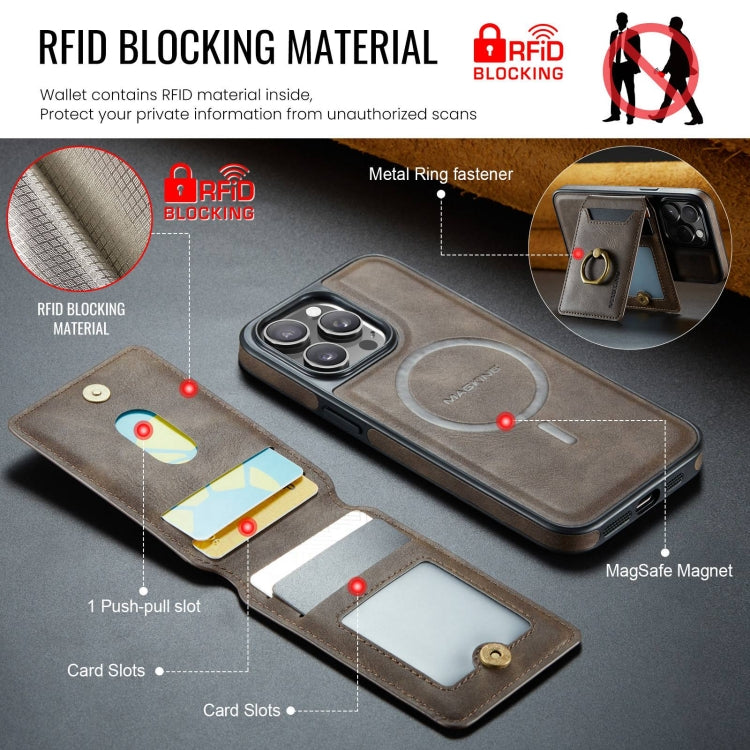 For iPhone 15 Pro MAGKING K1 MagSafe Detachable Wallet RFID Back Cover Phone Case(Coffee) - free shipping - PMC Jewellery - Order now!