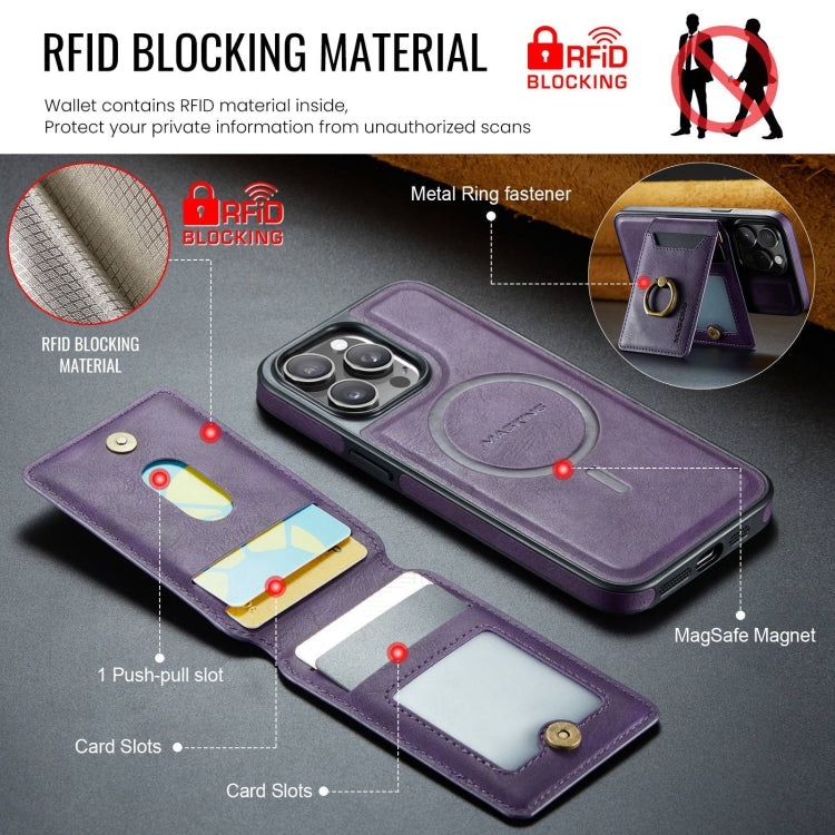 For iPhone 15 Plus DG.MING K1 MagSafe Detachable Wallet RFID Back Cover Phone Case(Purple) - free shipping - PMC Jewellery - Order now!