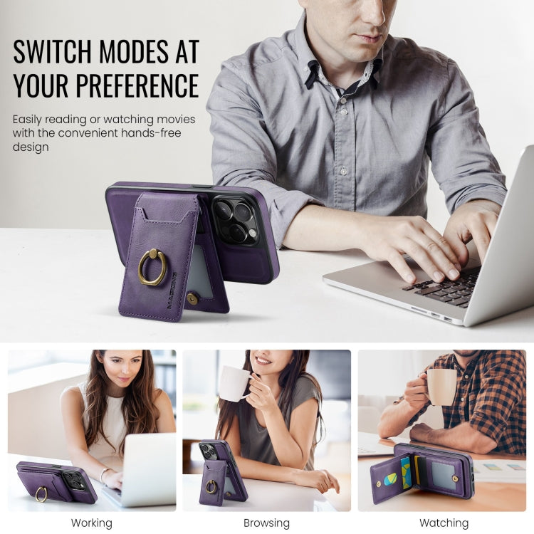 For iPhone 14 DG.MING K1 MagSafe Detachable Wallet RFID Back Cover Phone Case(Purple) - free shipping - PMC Jewellery - Order now!