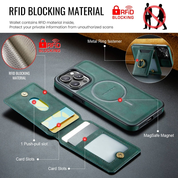 For iPhone 14 Pro DG.MING K1 MagSafe Detachable Wallet RFID Back Cover Phone Case(Green) - free shipping - PMC Jewellery - Order now!