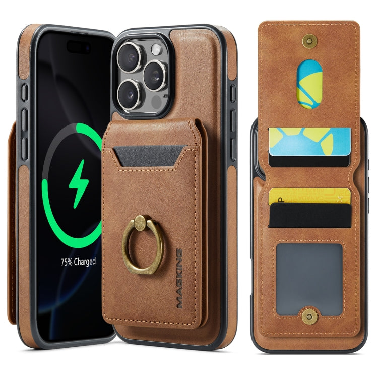 For iPhone 16 Pro Max DG.MING K1 MagSafe Detachable Wallet RFID Back Cover Phone Case(Brown) - free shipping - PMC Jewellery - Order now!