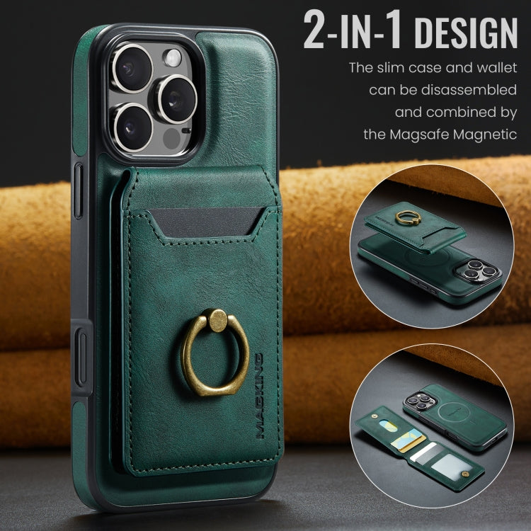 For iPhone 16 Pro Max MAGKING K1 MagSafe Detachable Wallet RFID Back Cover Phone Case(Green) - free shipping - PMC Jewellery - Order now!