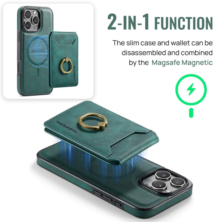 For iPhone 16 Pro Max MAGKING K1 MagSafe Detachable Wallet RFID Back Cover Phone Case(Green) - free shipping - PMC Jewellery - Order now!