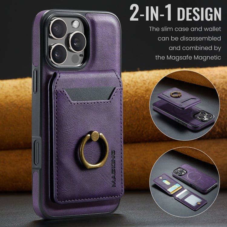 For iPhone 16 Pro MAGKING K1 MagSafe Detachable Wallet RFID Back Cover Phone Case(Purple) - free shipping - PMC Jewellery - Order now!