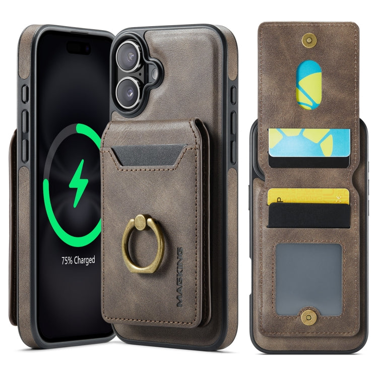 For iPhone 16 Plus DG.MING K1 MagSafe Detachable Wallet RFID Back Cover Phone Case(Coffee) - free shipping - PMC Jewellery - Order now!