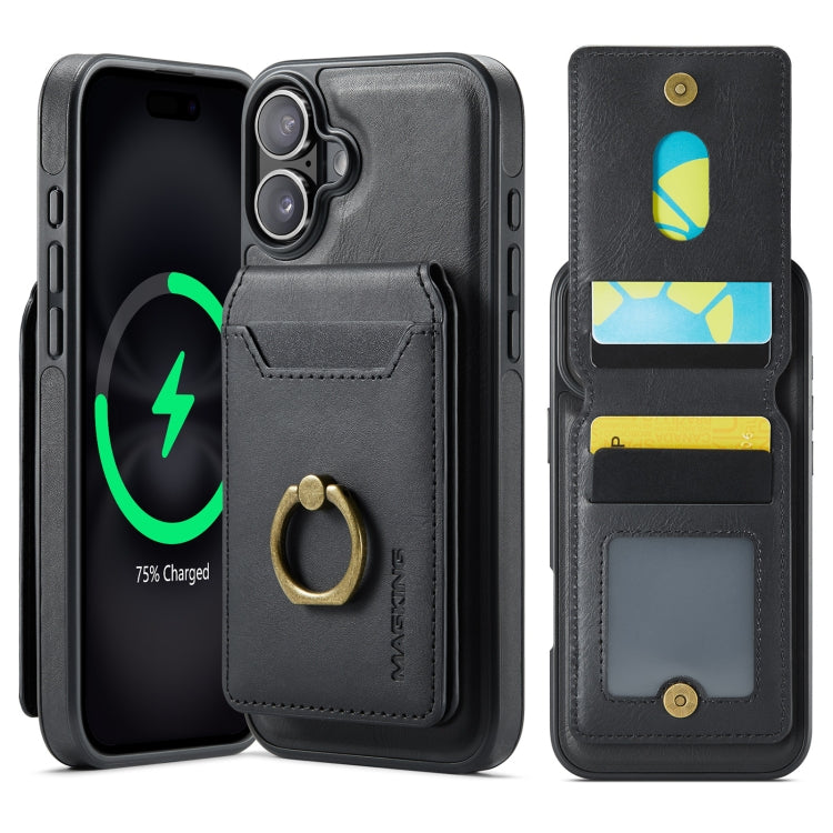 For iPhone 16 Plus DG.MING K1 MagSafe Detachable Wallet RFID Back Cover Phone Case(Black) - free shipping - PMC Jewellery - Order now!